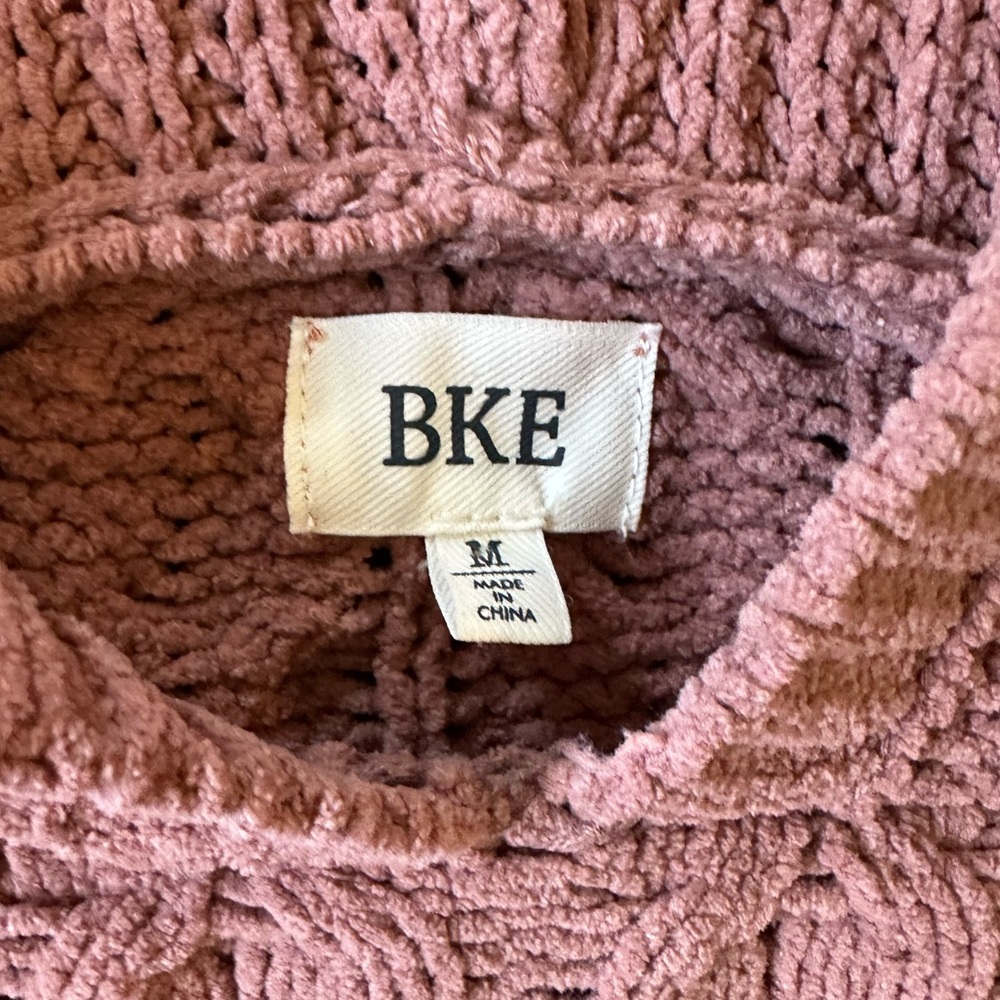 BKE dusty rose/mauve distressed hem hooded oversized sweater size Medium - Picture 5 of 6